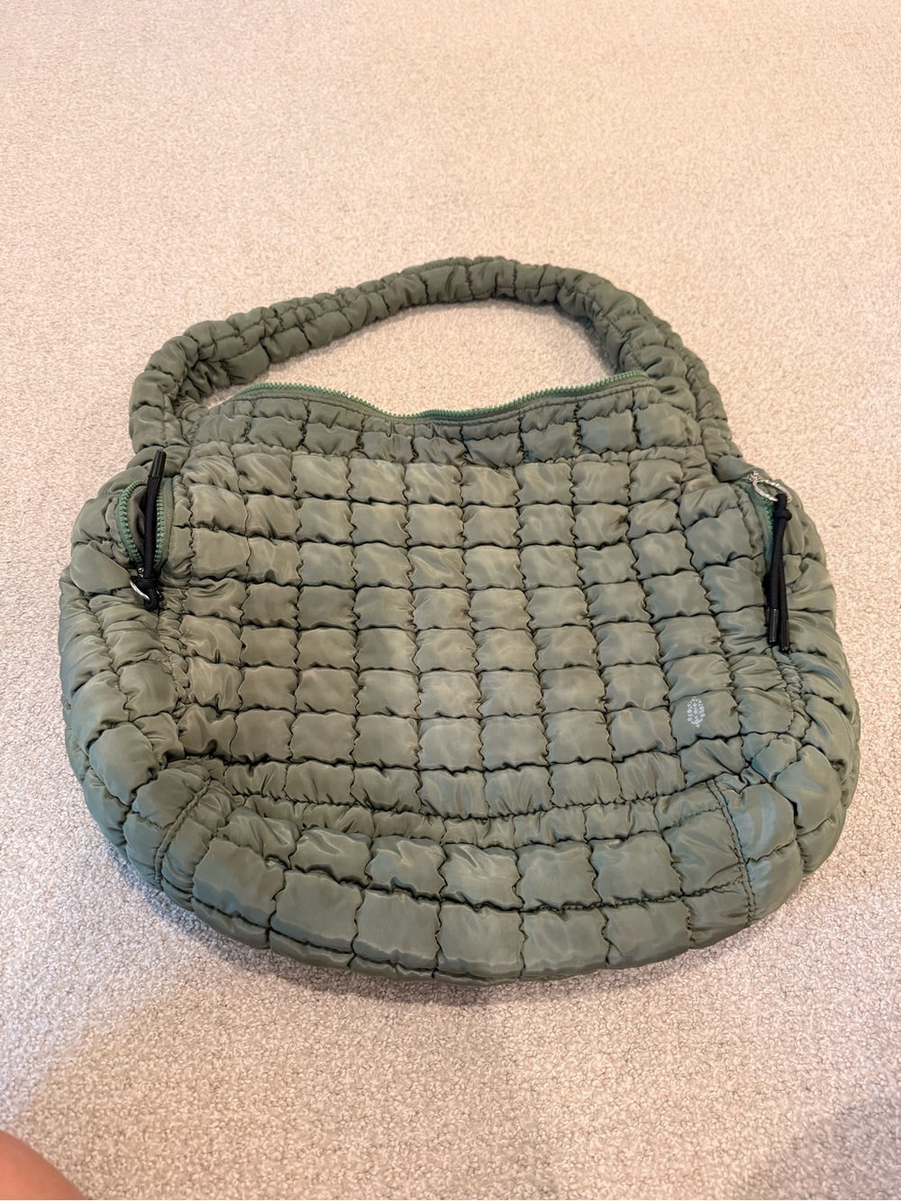 Free People Quilted Olive Green Shoulder Bag